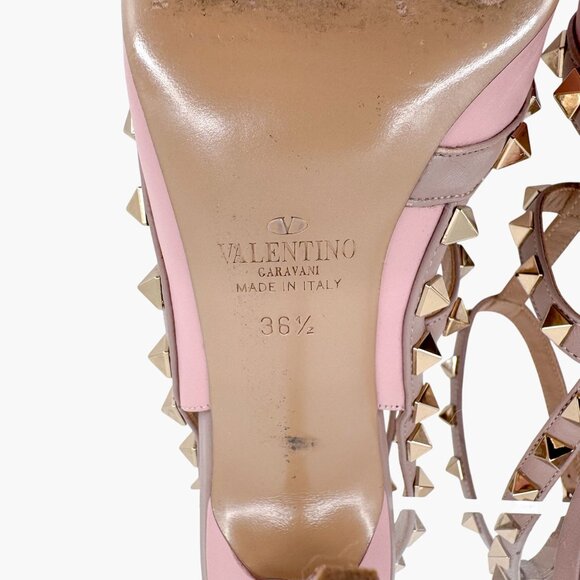 Valentino Rockstud Light Pink Leather Caged Pumps Pointed Heels Size 36.5 US 6.5 - Picture 13 of 15